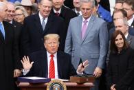 U.S. President Trump hosts signing ceremony for USMCA trade deal at the White House in Washington