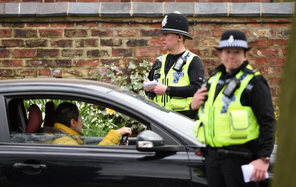 <p>North Yorkshire Police conducted checks to ensure drivers’ journeys were essential during England’s first lockdown</p> (AFP via Getty Images)