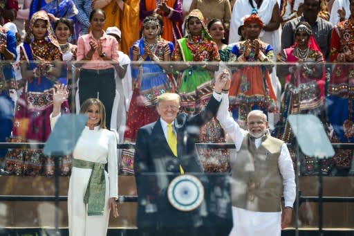 Trump heaped praise on Modi as "a great champion of India" in front of around 100,000 people at the world's biggest cricket stadium