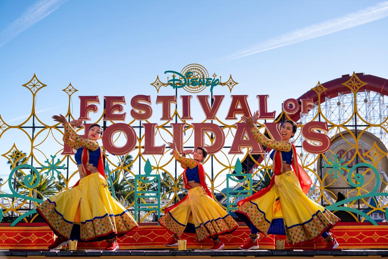 Festival of Holidays at Disney California Adventure park celebrates holiday festivities of diverse cultures. The celebrations feature Diwali, Hanukkah, Kwanzaa, Christmas/Navidad and Three Kings Day.