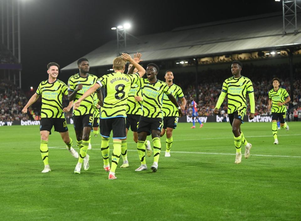 First-choice trio: Arsenal are set to field Declan Rice, Thomas Partey and Martin Odegaard together for the first time since August (Arsenal FC via Getty Images)