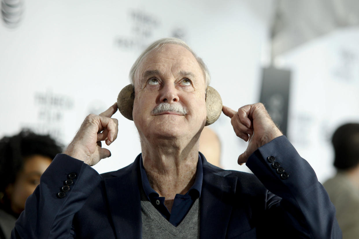 John Cleese attends a special Tribeca Film Festival screening of "Monty Python and the Holy Grail" at the Beacon Theatre on Friday, April 24, 2015, in New York. (Photo by Andy Kropa/Invision/AP)