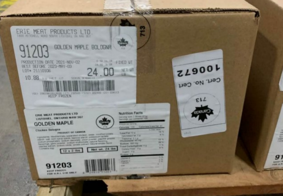 Erie Meat Products has recalled about 1,224 pounds of chicken bologna products imported into the United States that was not reinspected by the USDA.