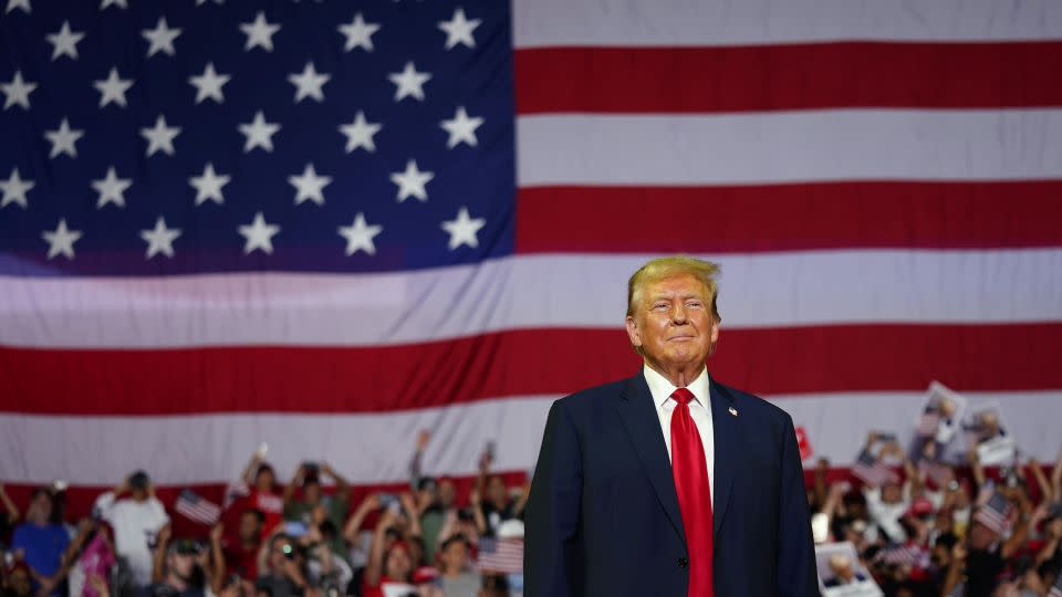 Former President Donald Trump attends a campaign rally at Temple University in Philadelphia on June 22, 2024. - Chris Szagola/AP