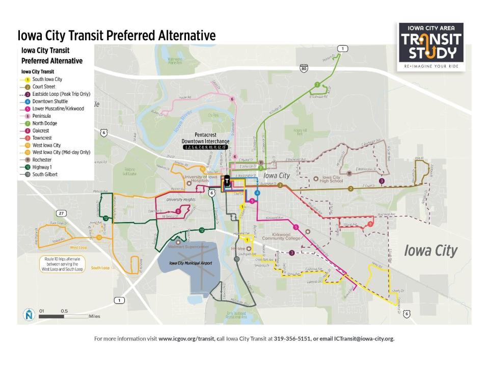 Iowa City's new transit routes include 11 new or modified routes throughout the city that will go into effect August 2, 2021.