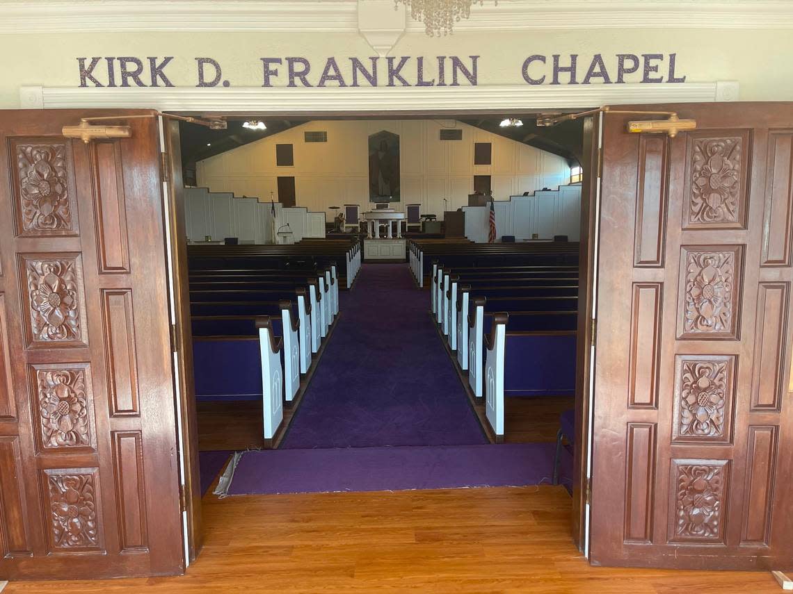 The sanctuary at New Mount Rose Missionary Baptist Church is named after gospel star Kirk Franklin.