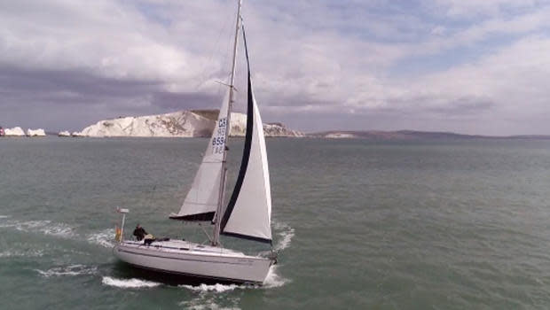 Corespondent Mark Phillips on location in the English Channel.  / Credit: CBS News