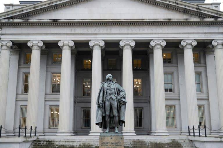 The US Treasury Department said the budget deficit rose in fiscal year 2024, hitting the third-largest on record. (SAUL LOEB)