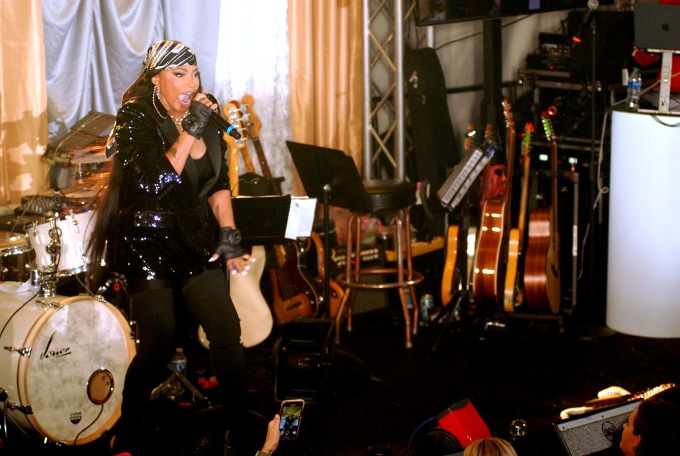 Sandra “Pepa” Denton performs on stage at the 35th annual Barnstable Brown Gala on Friday night. May 03, 2024