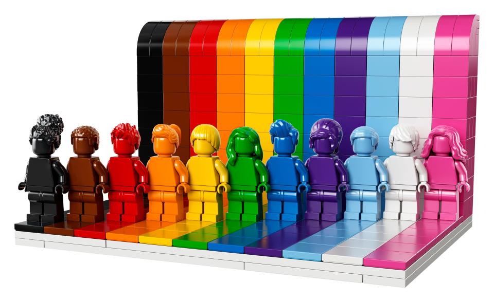 LEGO is launching its first-ever LGBTQ-themed set ahead of Pride Month. The set includes 11 monochrome figures each with its own hairstyle and rainbow color.