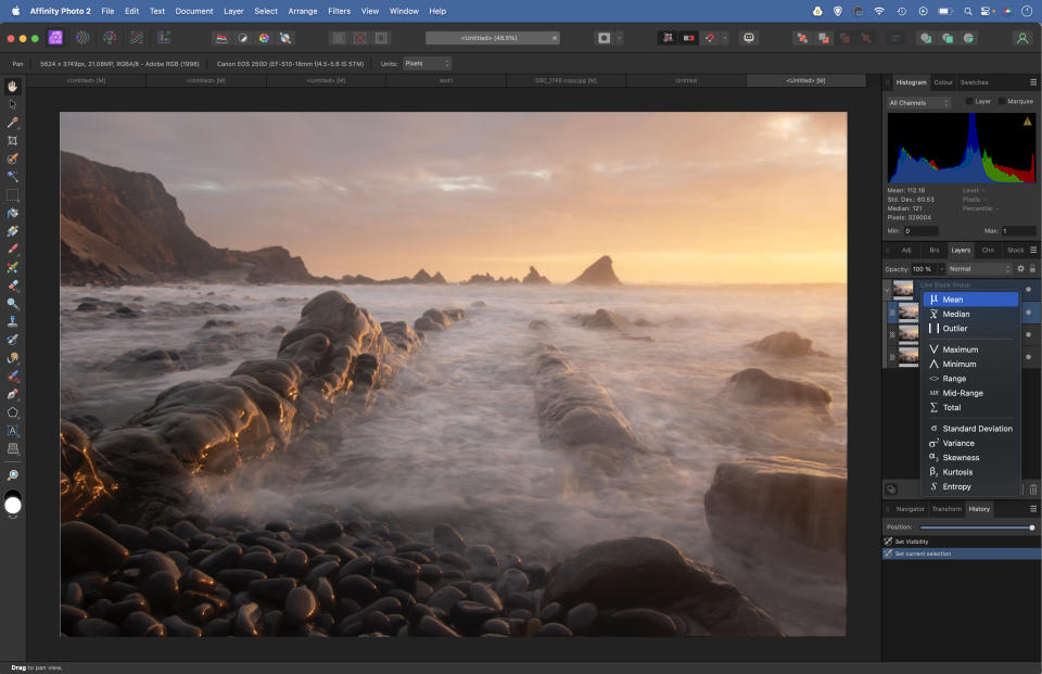 Get the long exposure look in Affinity Photo with multiple exposures