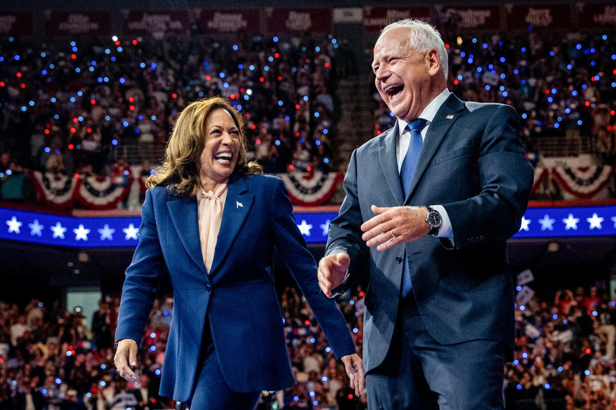 Harris hits ‘freedom’ theme in rally at the site of Trump’s convention