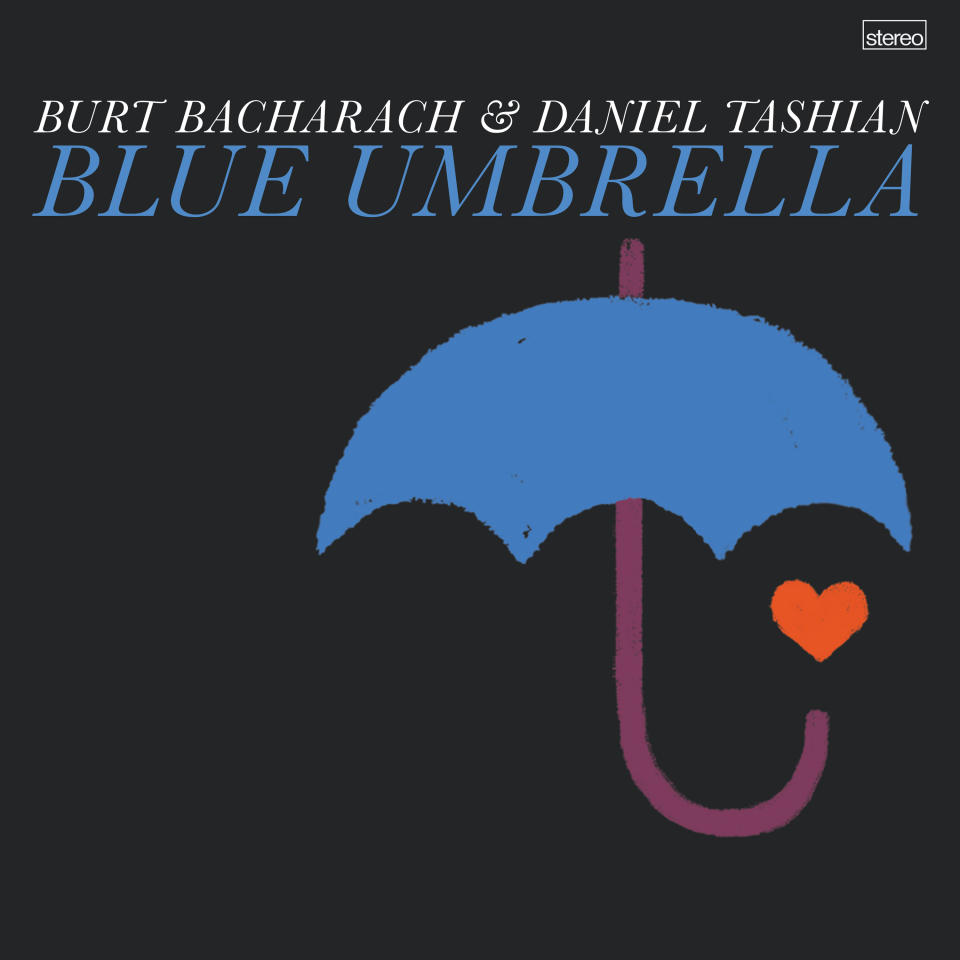 This image released by Big Yellow Dog Music shows cover art for "Blue Umbrella" EP by Burt Bacharach and Daniel Tashian. (Big Yellow Dog Music via AP)