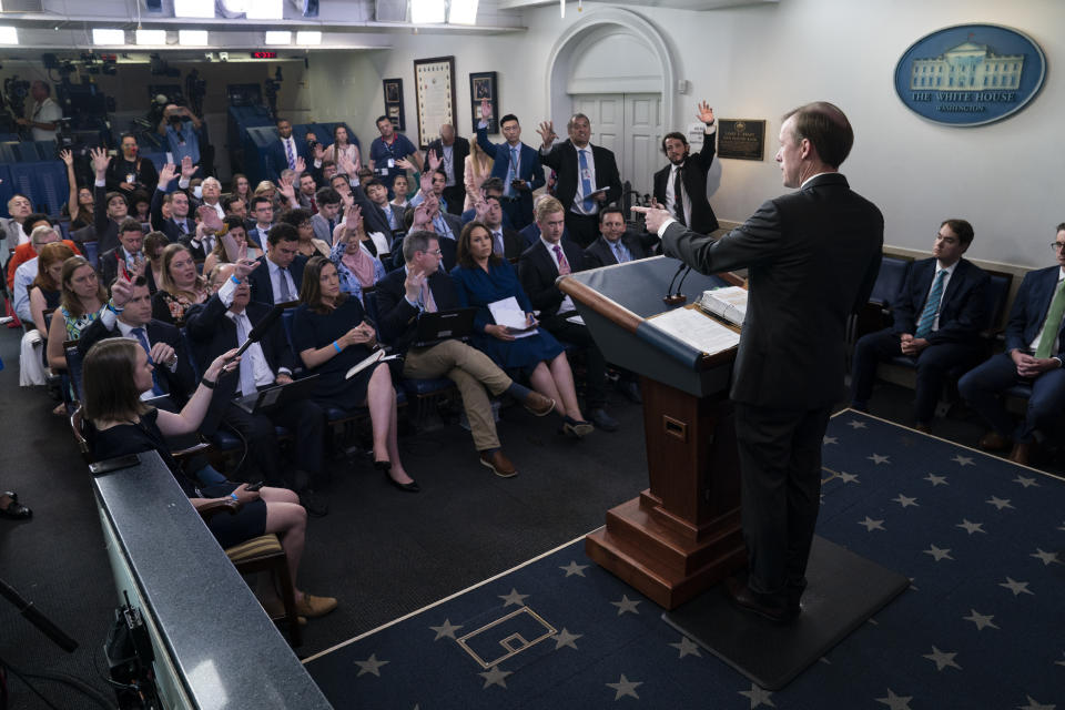 White House national security adviser Jake Sullivan speaks during a press briefing at the White House, Monday, June 7, 2021, in Washington. (AP Photo/Evan Vucci)