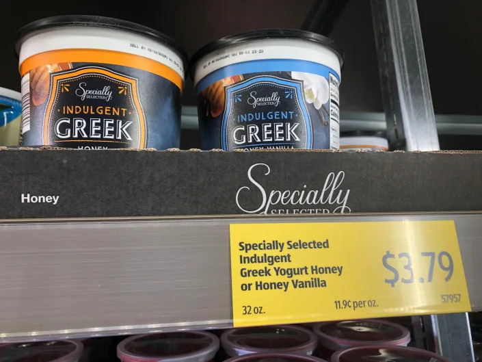 greek yogurt display at aldi