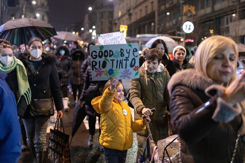 Protest against Rio Tinto's plans to open a lithium mine in Belgrade