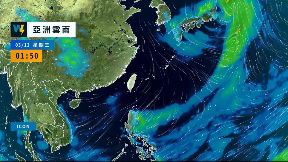 華南雲系東移帶來偏多的雲量，在沒有明顯陽光的情況下回溫不明顯。（圖／翻攝天氣風險公司）