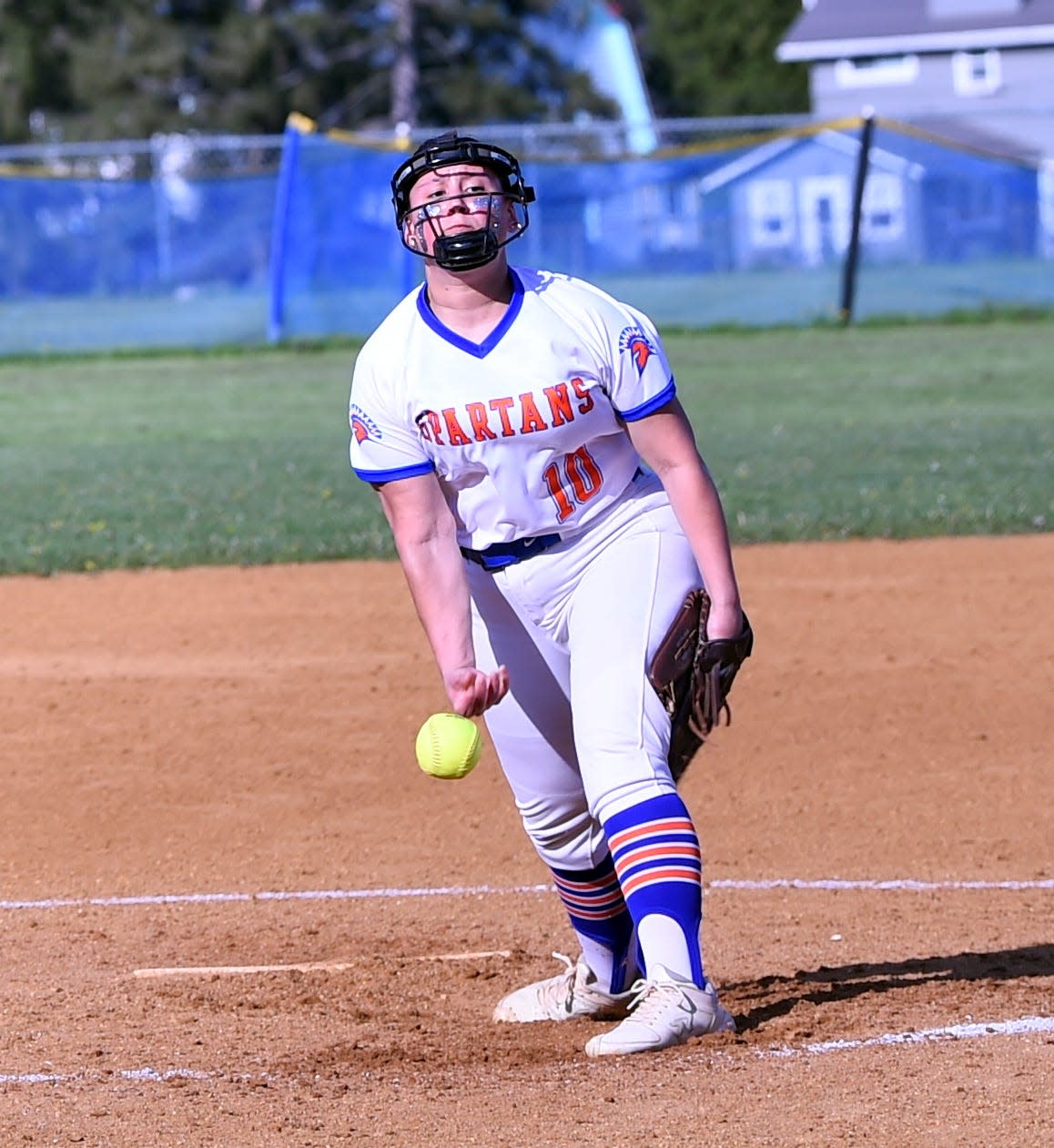 Thomas A. Edison's Gabby Milazzo pitches during a 20-1, five-inning win over Elmira Notre Dame in IAC softball May 1, 2024 at Cohen Elementary School in Elmira Heights.