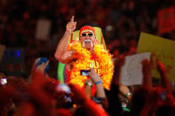 Hulk Hogan is seen during Wrestlemania XXX at the Mercedes-Benz Super Dome in New Orleans on Sunday, April 6, 2014. (Jonathan Bachman/AP Images for WWE)