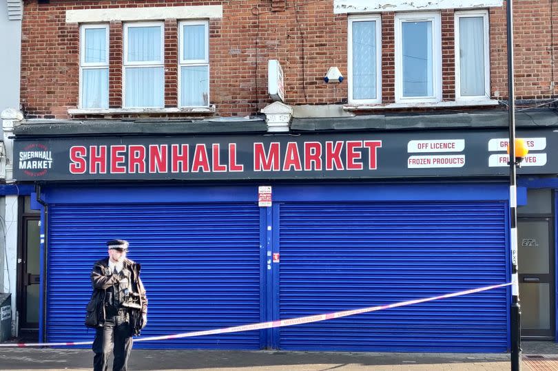 Police outside Shernall Market