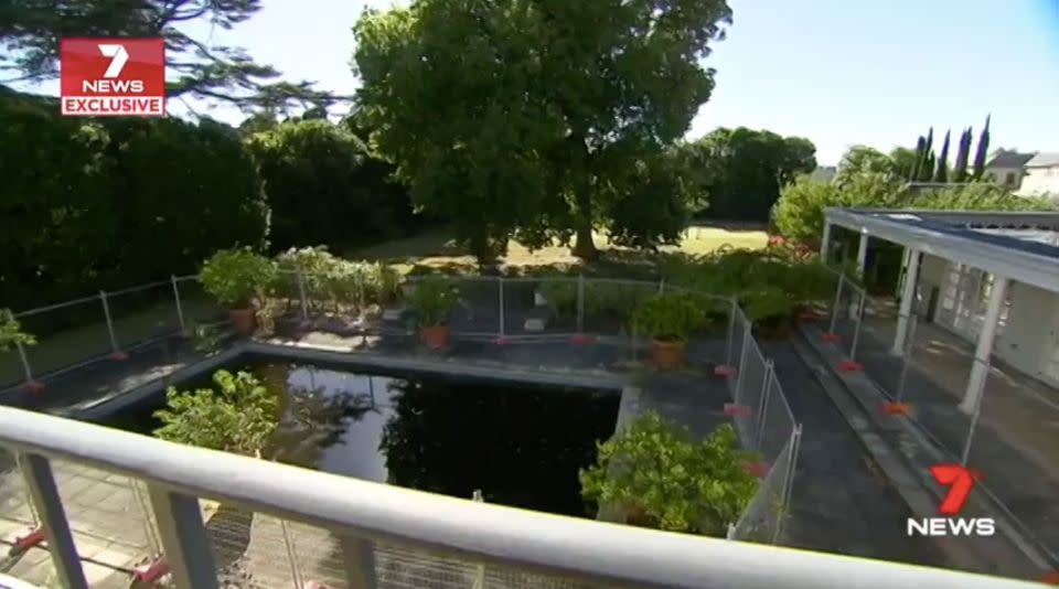 The property includes a pool which needs a good clean. Source: 7 News