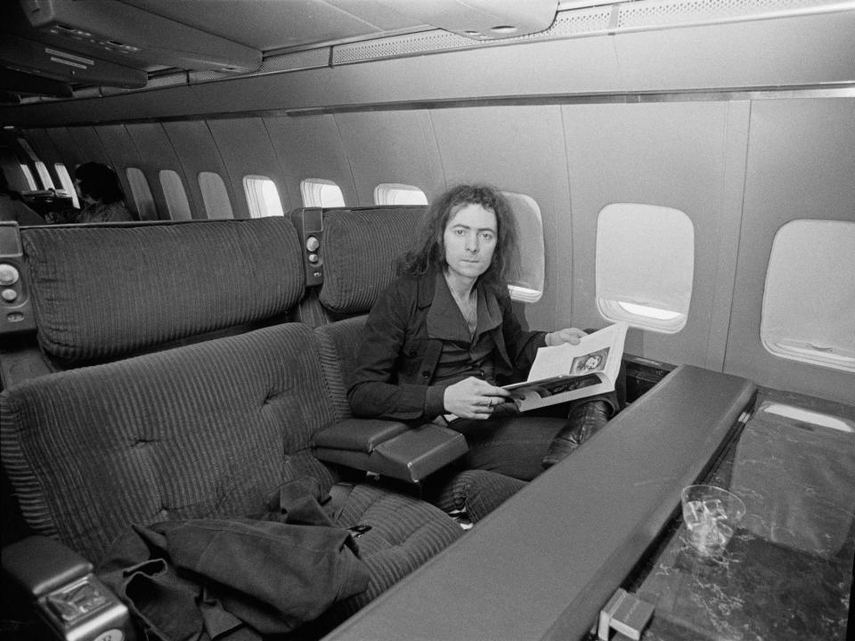 Deep Purple guitarist Ritchie Blackmore on the Starship during the band's 1974 American tour.