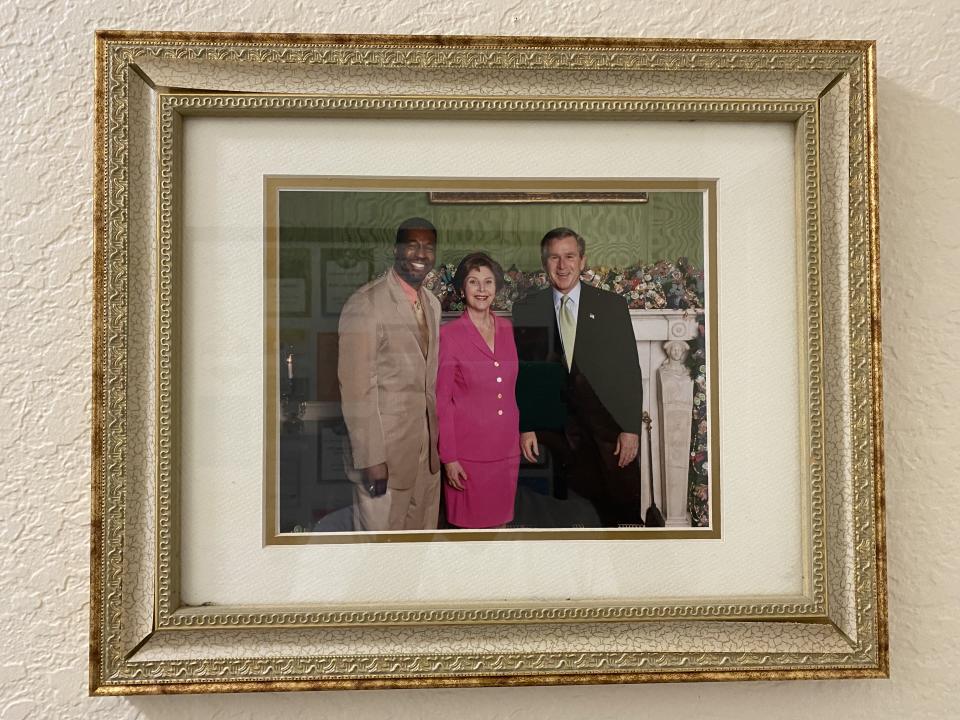 Wayne Washington in the White House with Laura and former President Bush 