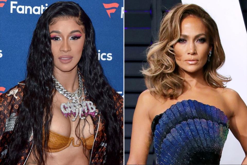 Cardi B and Jennifer Lopez | Aaron J. Thornton/Getty Images; Matt Baron/REX/Shutterstock