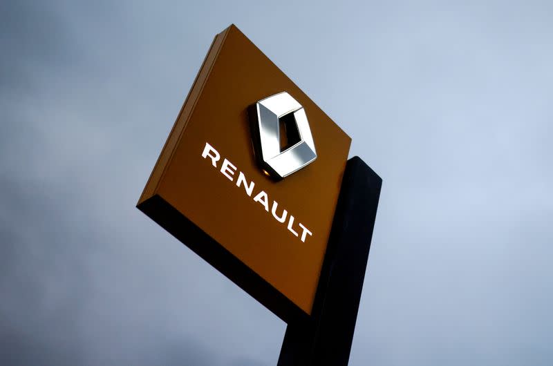 FILE PHOTO: The logo of carmaker Renault is pictured at a dealership in France