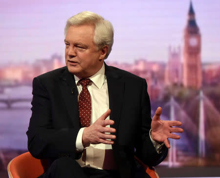Britain's Secretary of State for Leaving the EU David Davis speaks on the Marr Show in London, March 12, 2017. Jeff Overs/BBC handout via REUTERS