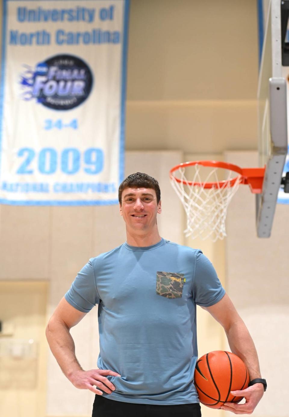 Former North Carolina Tar Heel center Tyler Hansborough on Tuesday, March 14, 2023.