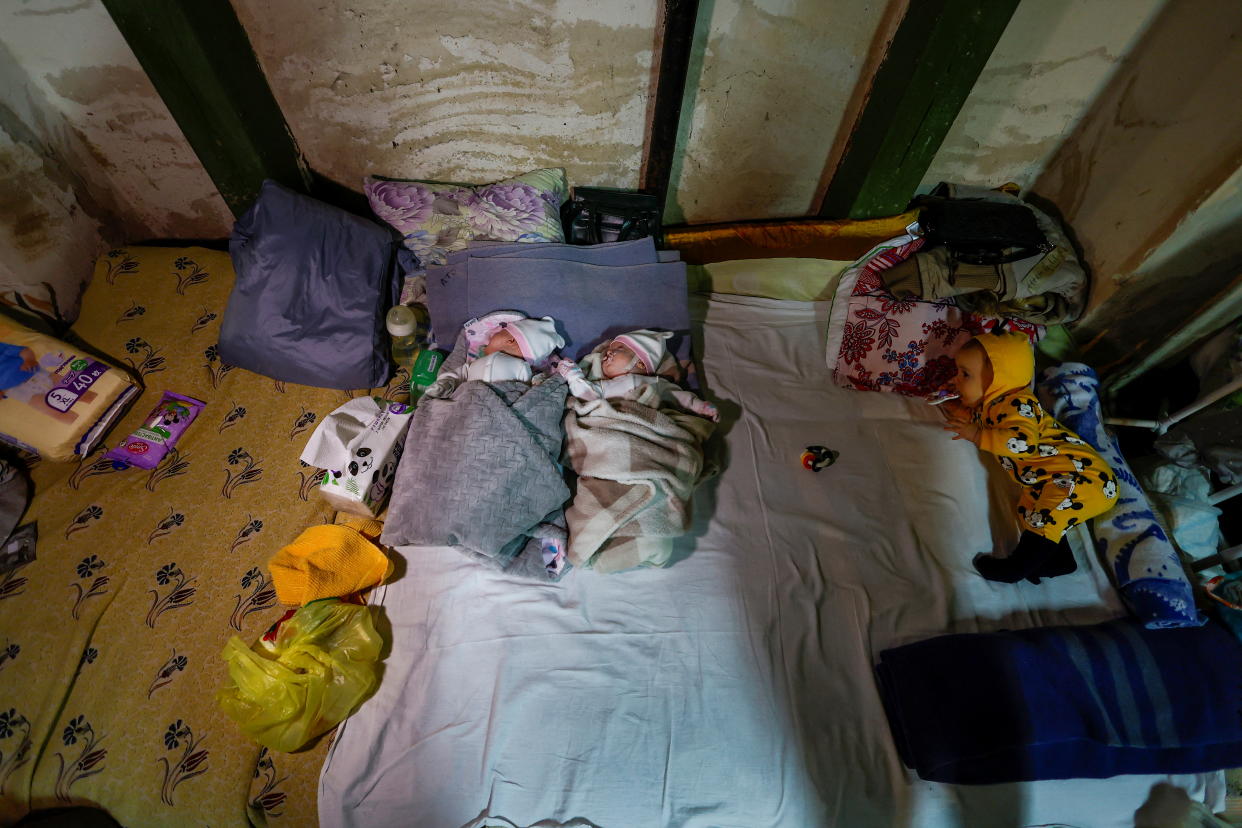 Children patients whose treatments are underway are seen in one of the shelters of Okhmadet Children's Hospital, as Russia's invasion of Ukraine continues, in Kyiv, Ukraine February 28, 2022. REUTERS/Umit Bektas