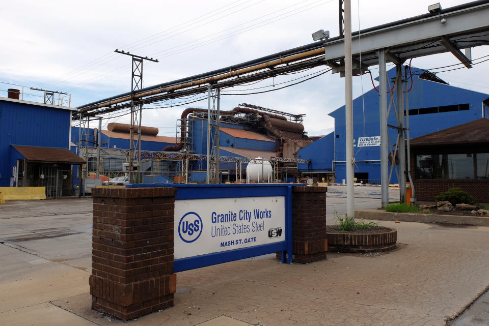 Entrance to idled U.S. Steel Corp steelmaking operations in Granite City, Illinois, U.S. on July 5, 2017. U.S. President Donald Trump is considering imposing import restrictions based on a national security review of the steel industry. REUTERS/David Lawder