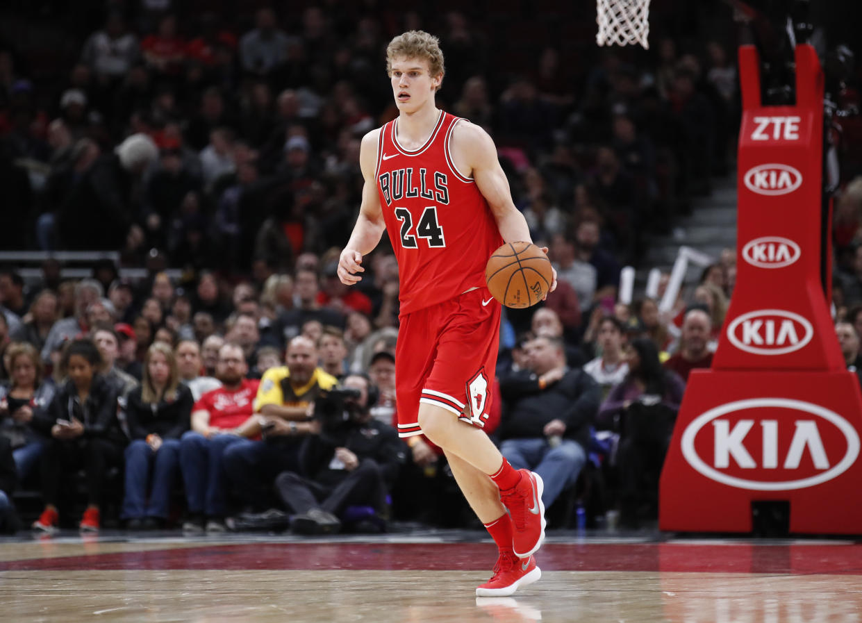 Chicago Bulls forward Lauri Markkanen has provided much more fantasy value as a rookie than expected. (AP Photo/Kamil Krzaczynski)