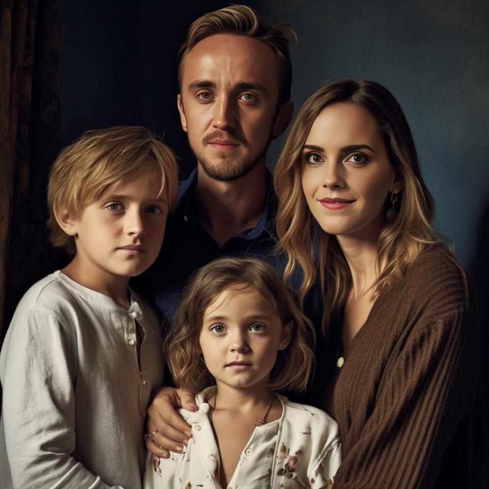 An AI-generated image showing what the children of Emma Watson and Tom Felton might look like.