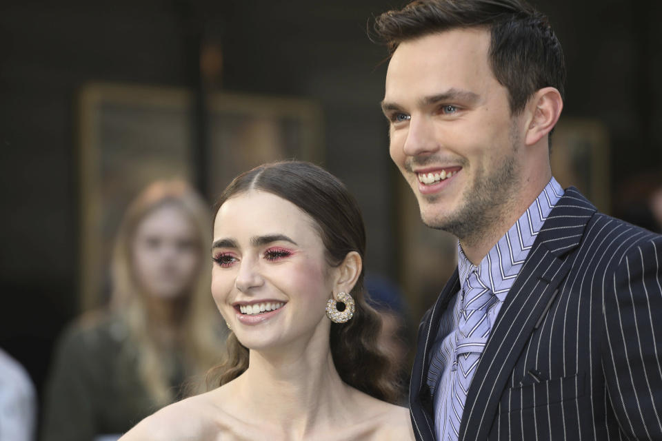 Photo by: KGC-161/STAR MAX/IPx 2019 4/29/19 Lily Collins and Nicholas Hoult at the premiere of Tolkien in London, England.