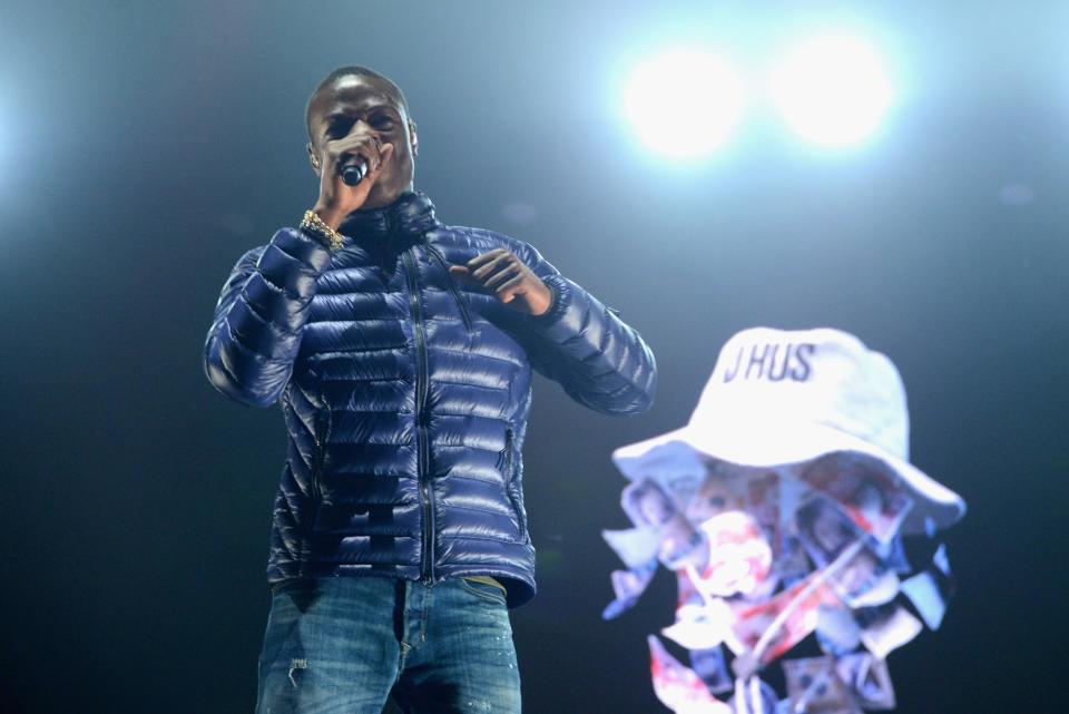 J Hus features on Ed Sheeran's track Feels with American rapper Young Thug. (Getty)