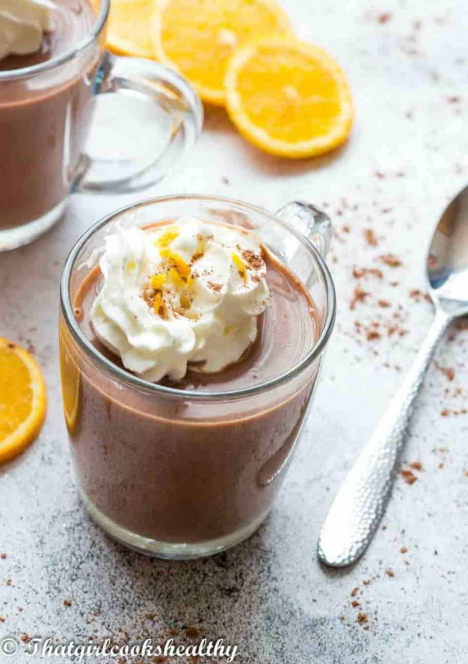 <p>Give your holiday dinner a sweet, warming boost with this citrusy chocolate drink.</p><p><strong>Get the recipe at <a href="https://thatgirlcookshealthy.com/orange-hot-chocolate/" rel="nofollow noopener" target="_blank" data-ylk="slk:That Girl Cooks Healthy;elm:context_link;itc:0;sec:content-canvas" class="link ">That Girl Cooks Healthy</a>.</strong></p><p><strong><a class="link " href="https://www.amazon.com/BTaT-Insulated-Coffee-Double-Tea/dp/B07QF2TF4D/?tag=syn-yahoo-20&ascsubtag=%5Bartid%7C10050.g.34473510%5Bsrc%7Cyahoo-us" rel="nofollow noopener" target="_blank" data-ylk="slk:SHOP GLASS MUGS;elm:context_link;itc:0;sec:content-canvas">SHOP GLASS MUGS</a></strong><strong><br></strong></p>