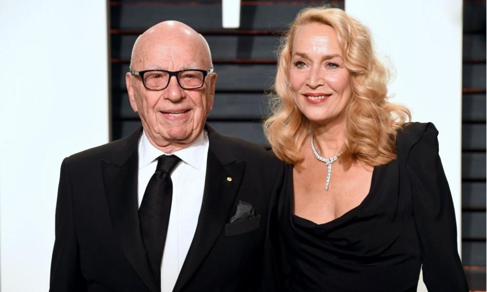 Rupert Murdoch and his wife Jerry Hall attend Vanity Fair’s Oscars party.