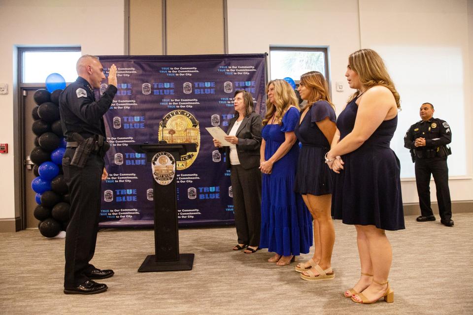 Fort Myers Police Major Jason Fields was sworn in as the new police chief of the Fort Myers Police Department at the Collaboratory on Wednesday August 2, 2023.