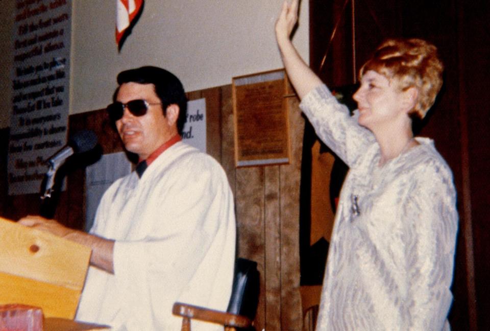 Reverend Jim Jones and his wife, Marceline, taken from a photo album left behind in Jonestown, Guyana.