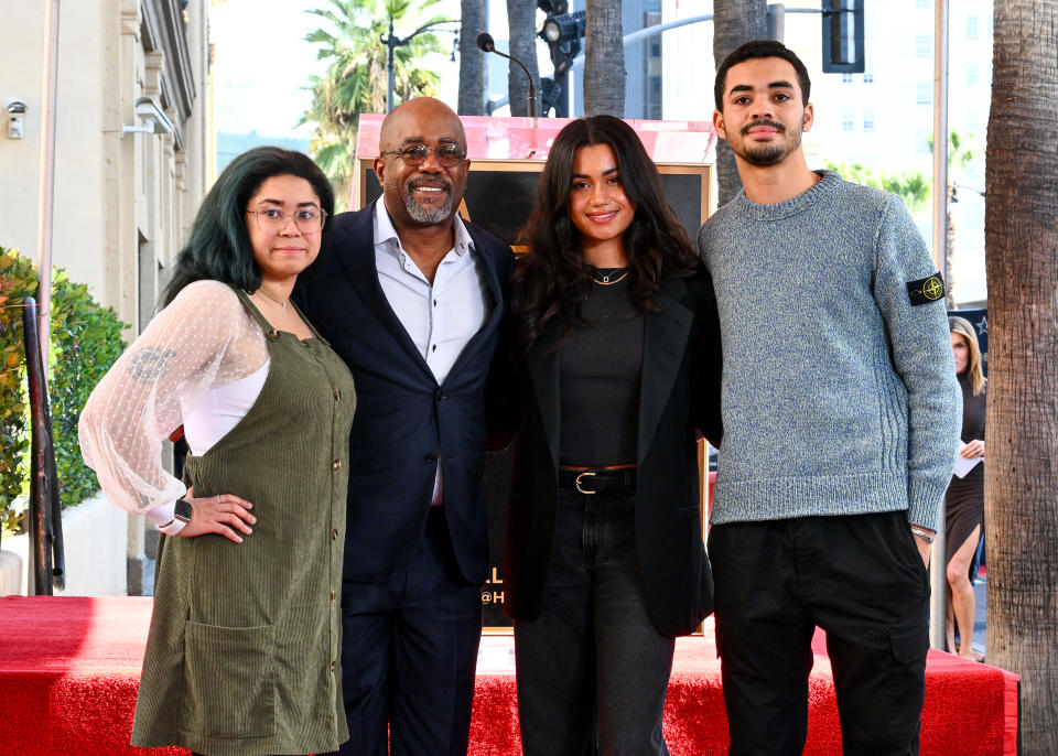 Carolyn Rucker, Darius Rucker, Daniela Rucker and Jack Rucker at the star ceremony where Darius Rucker is honored with a star on the Hollywood Walk of Fame on December 4, 2023 in Los Angeles, California.  (Photo by Michael Buckner/Variety via Getty Images)