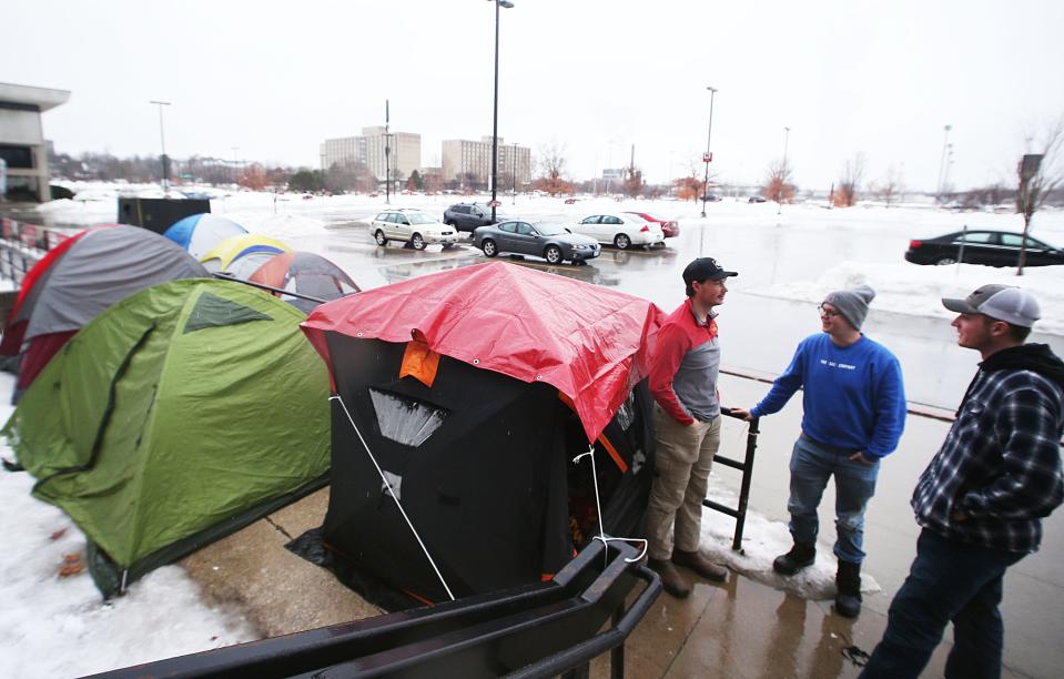 Students are camping out before Saturday's Iowa State-Kansas game at Hilton Coliseum