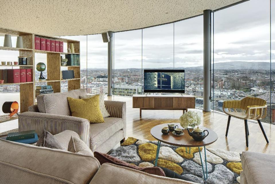 Guinness’ planned penthouse suite atop their brewery in Dublin, Ireland, Tuesday March 7, 2017. Guinness is getting its first overnight guest in the Dublin brewery’s 258-year history _ by creating a penthouse in a rooftop bar that offers the city’s most panoramic view. (Enda Cavanagh/Enda Cavanagh Photography via AP)