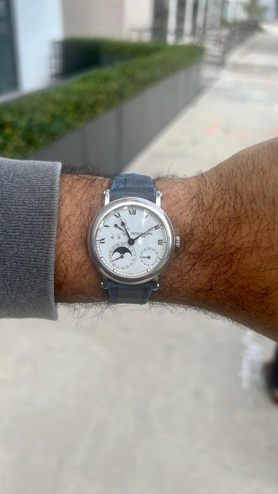 One of my Dash’s favorite pieces—a Patek Philippe Calatrava ref. 5054G—needs its time, date, and moonphase to be properly set if he doesn’t wear it for two days.