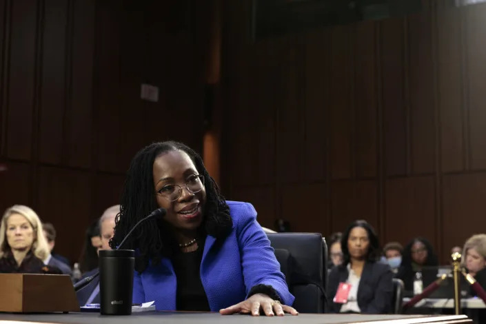 Judge Ketanji Brown Jackson speaks during her confirmation hearing before the Senate Judiciary Committee on Capitol Hill on March 23, 2022. <span class="copyright">Anna Moneymaker/Getty Images</span>