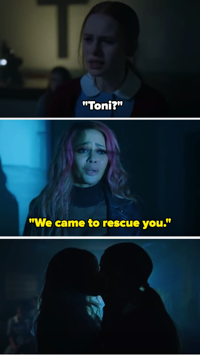 Toni tells Cheryl "We came to rescue you," then they kiss