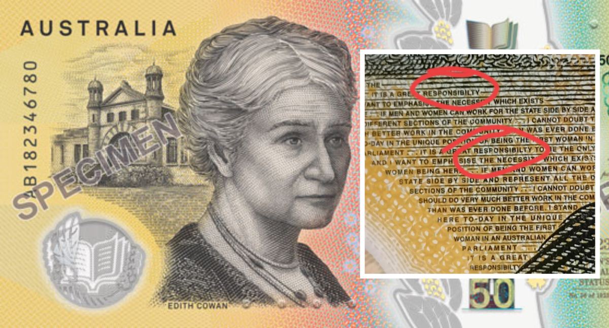 New 50 dollar deals note australia typo