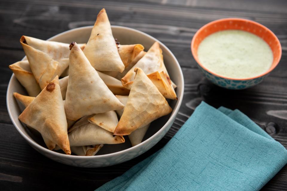 Air Fried Lentil Masala Samosas.