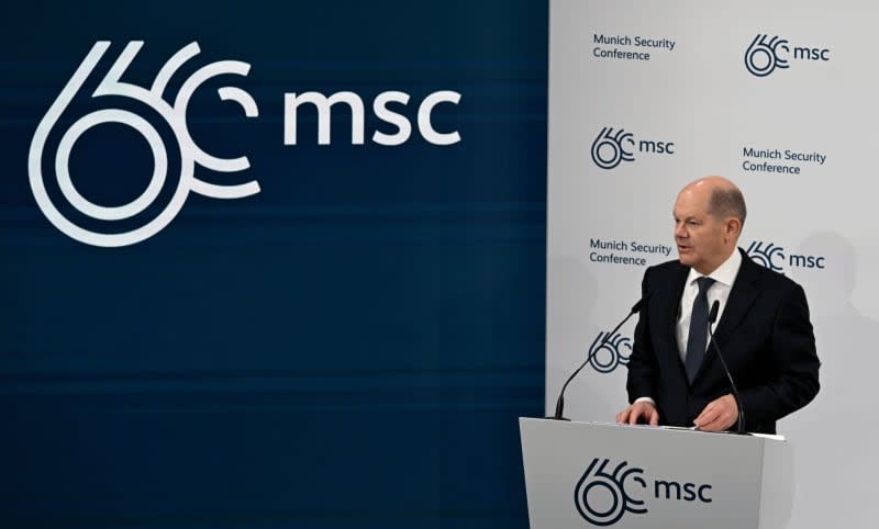 German Chancellor Olaf Scholz speaks during the 60th Munich Security Conference (MSC). Sven Hoppe/dpa
